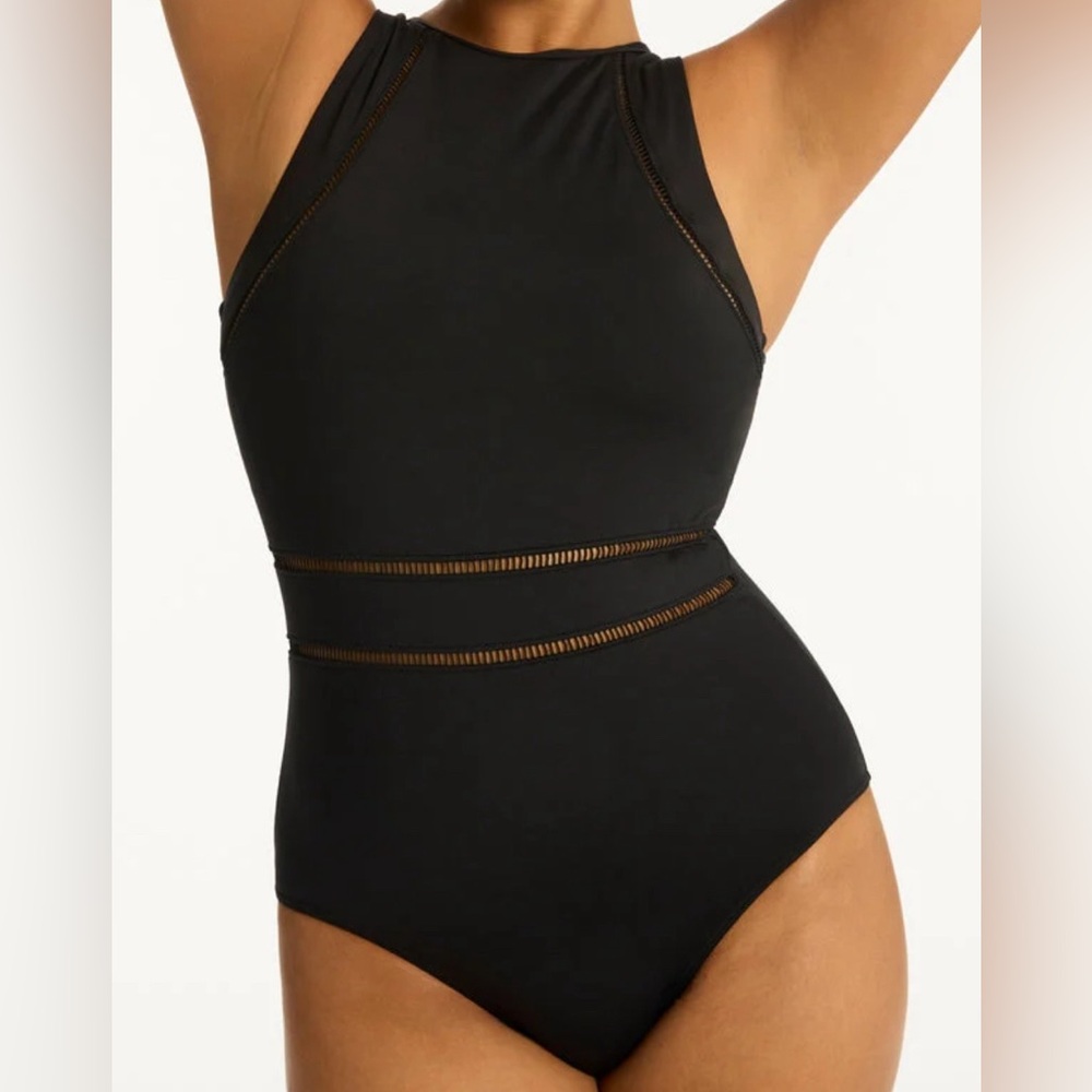 SEA LEVEL SWIM Eco Essentials High Neck One Piece Black US SZ 4 - NWT